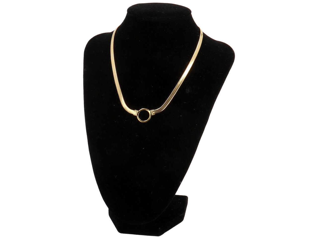 Collana piattina con tondo forato centrale oro