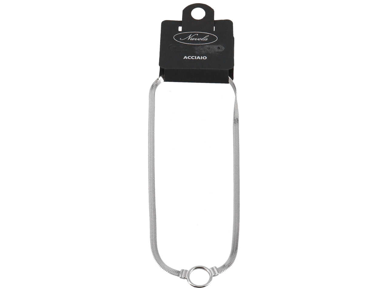 Collana piattina con tondo forato centrale