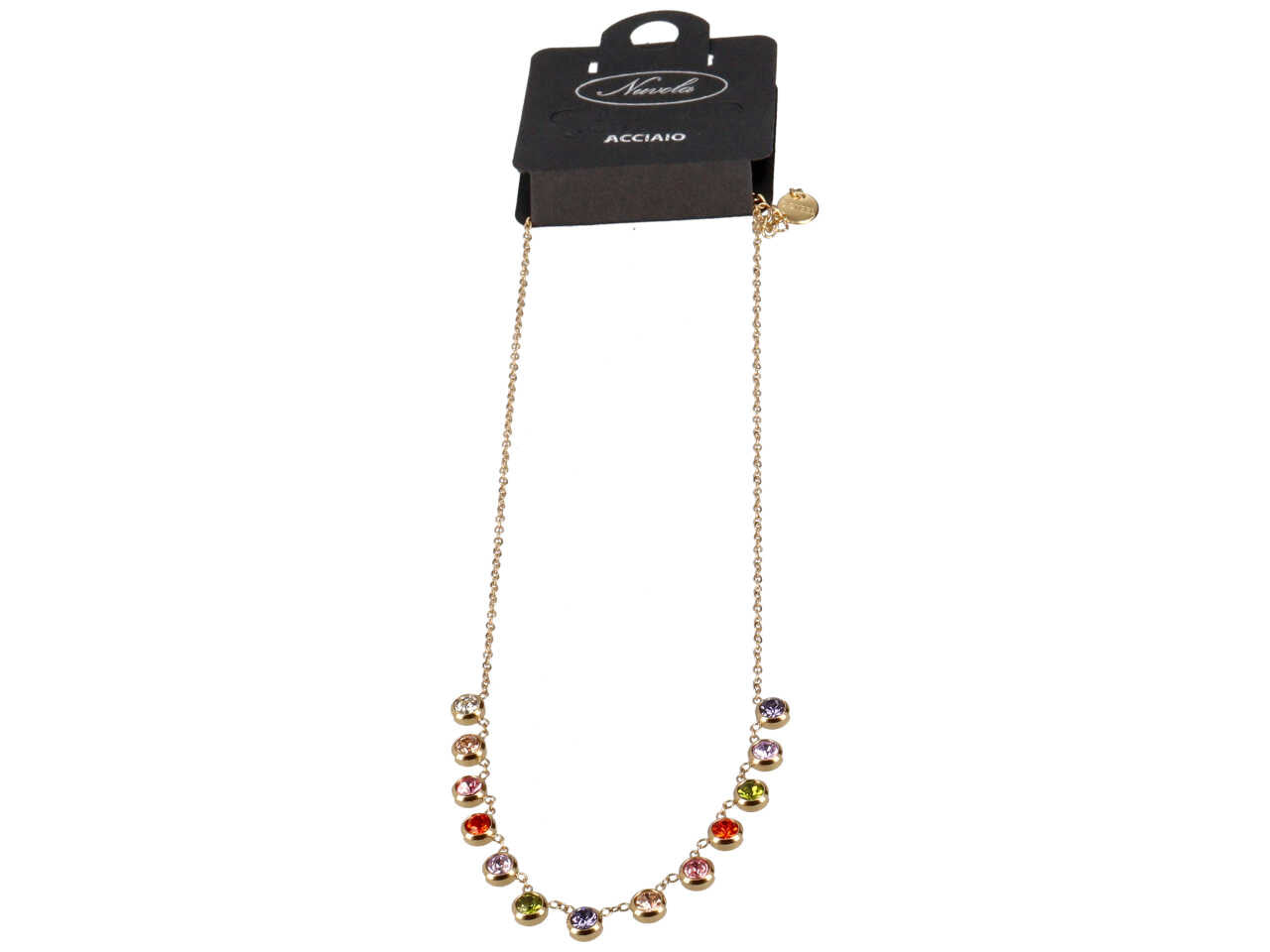 Collana oro con zirconi grandi multicolor