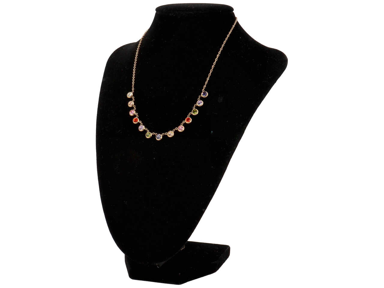 Collana oro con zirconi grandi multicolor