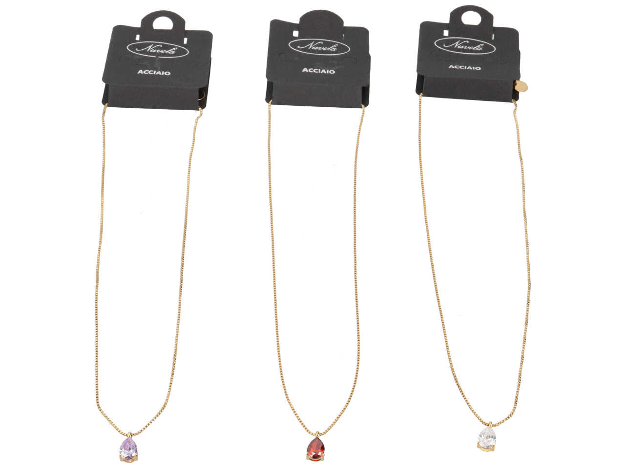 Collana oro con punto luce a forma di goccia