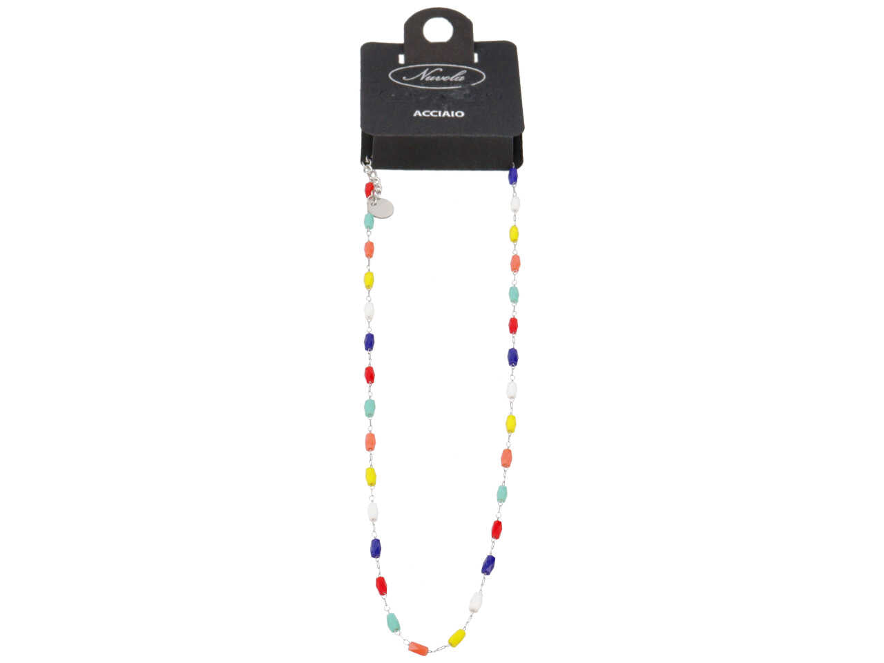 Collana filo con barilotti in vetro multicolor