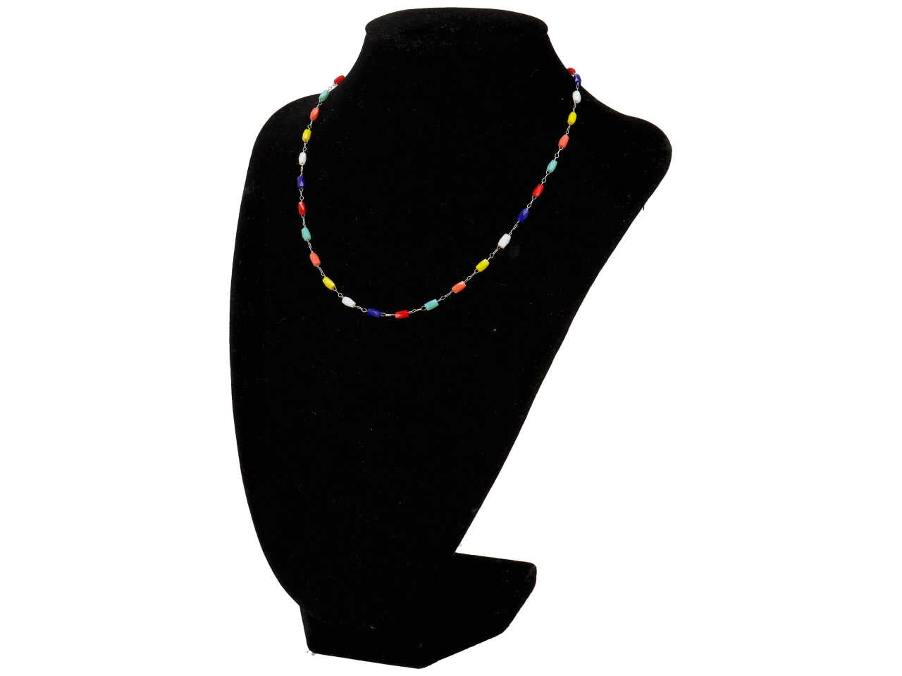 Collana filo con barilotti in vetro multicolor