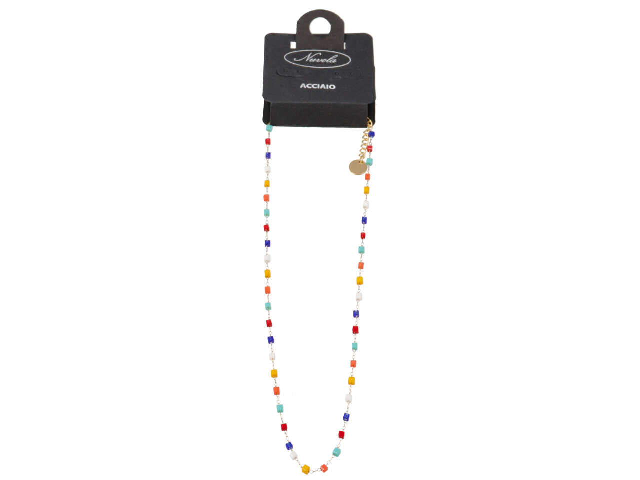 Collana oro con cubi multicolor