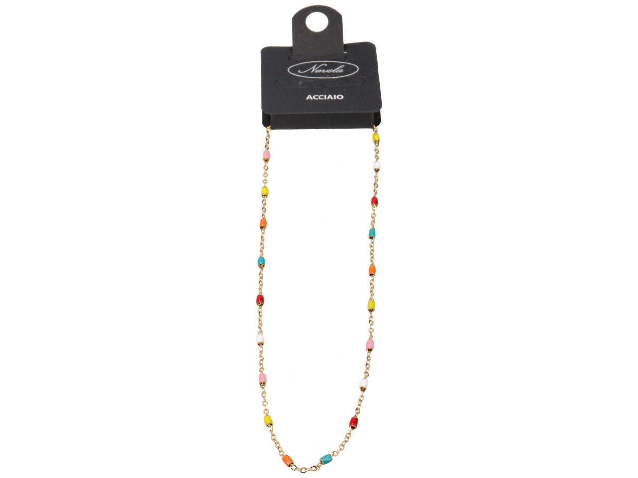 Collana oro con barilotti multicolor