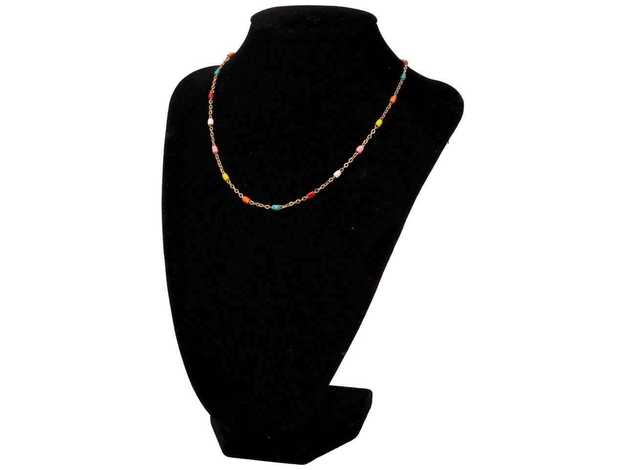 Collana oro con barilotti multicolor