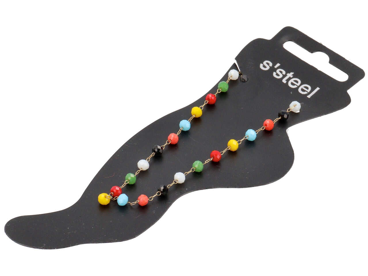 Cavigliera oro con cristallini multicolor