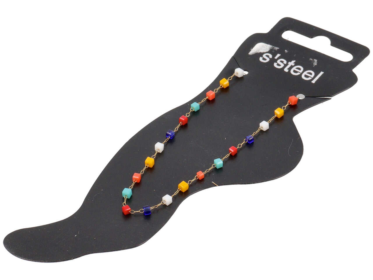 Cavigliera con cubetti in vetro multicolor