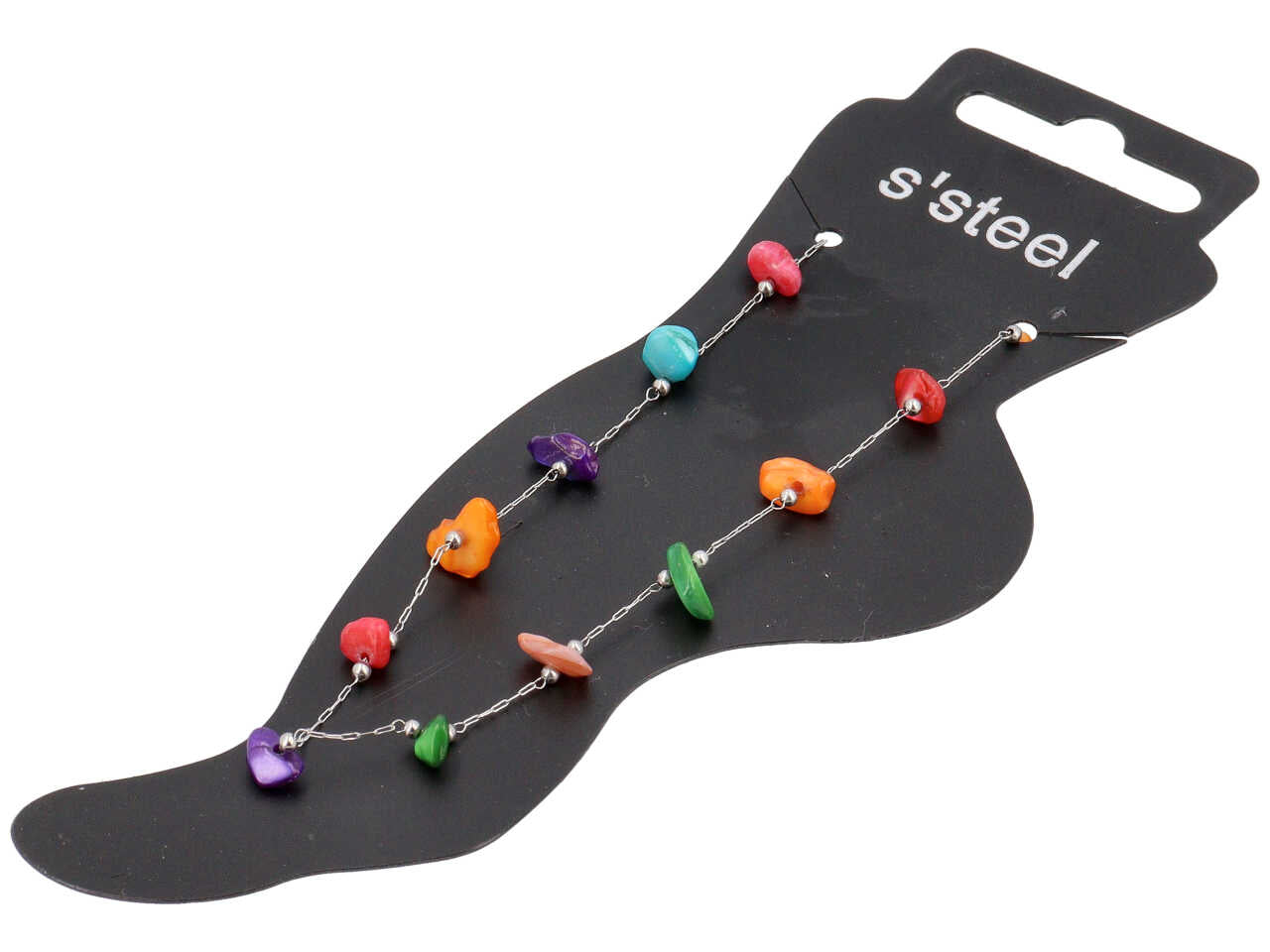 Cavigliera con pietre multicolor