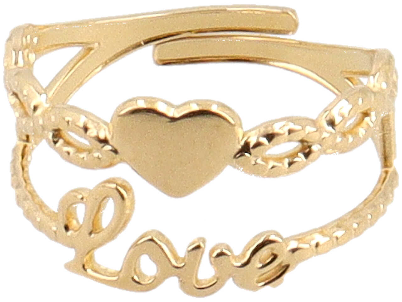 anello acciaio 2f love oro
