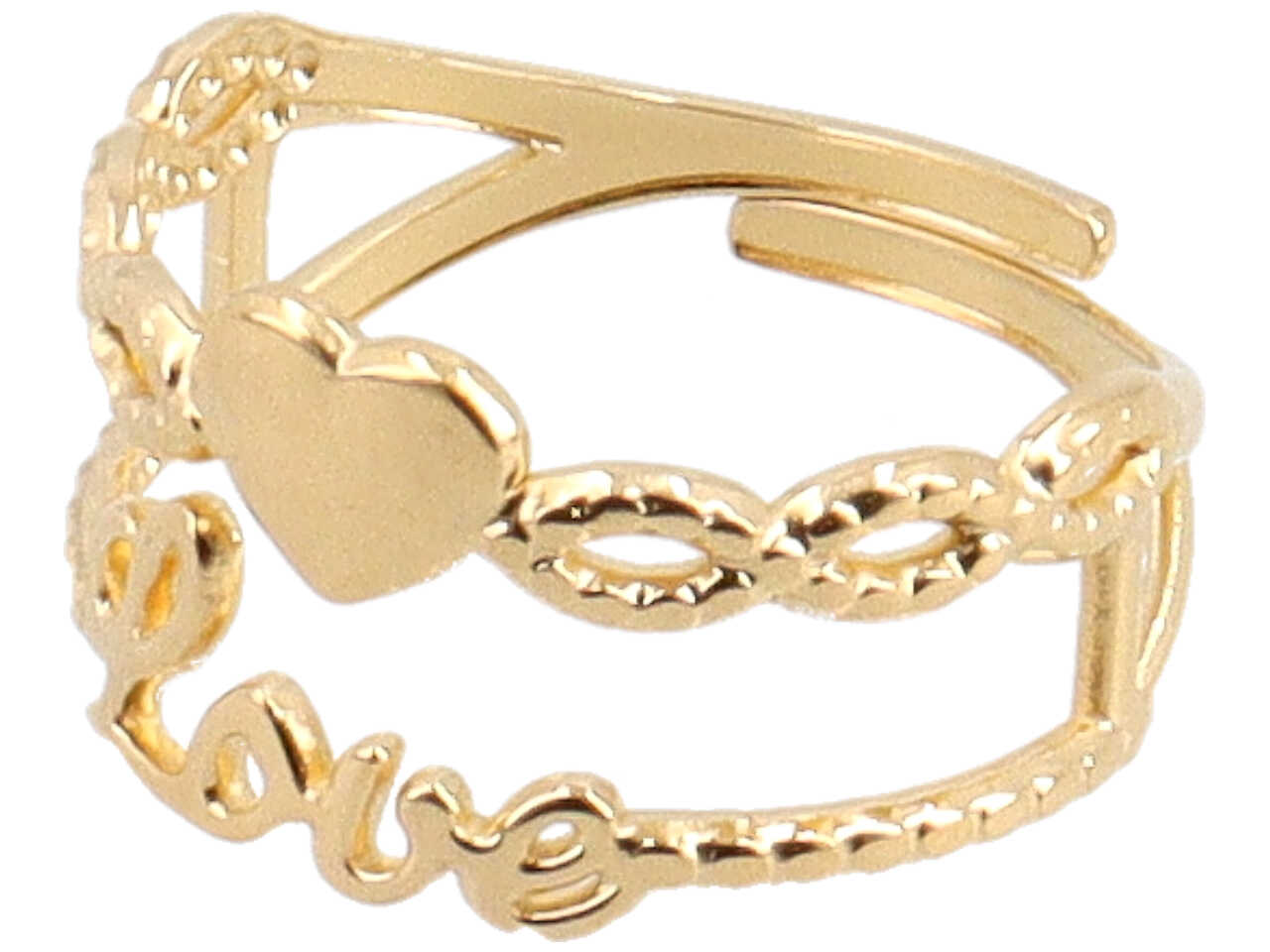 anello acciaio 2f love oro