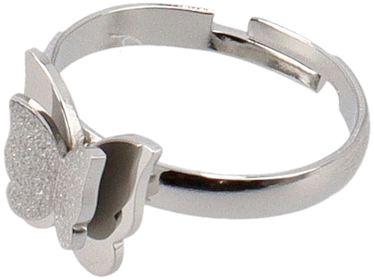 Anello argentato regolabile con farfalla