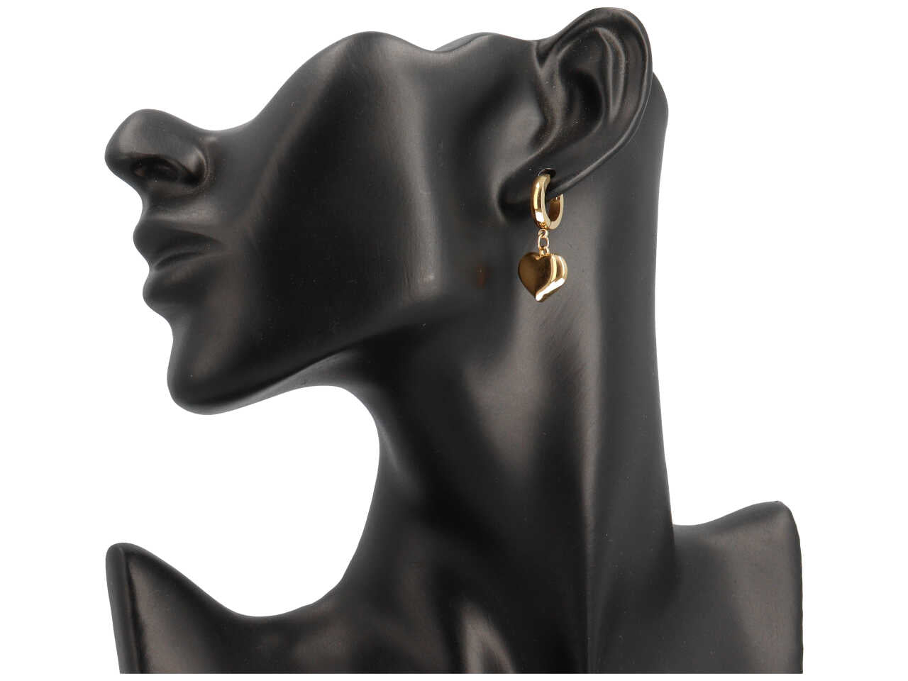 Orecchini a cerchietto con cuore 3d oro