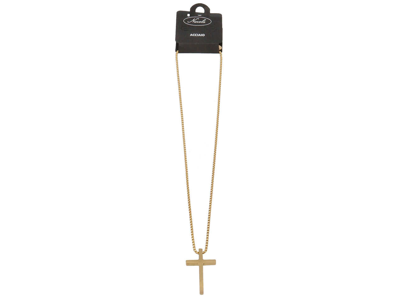 Collana lunga oro con croce lucida