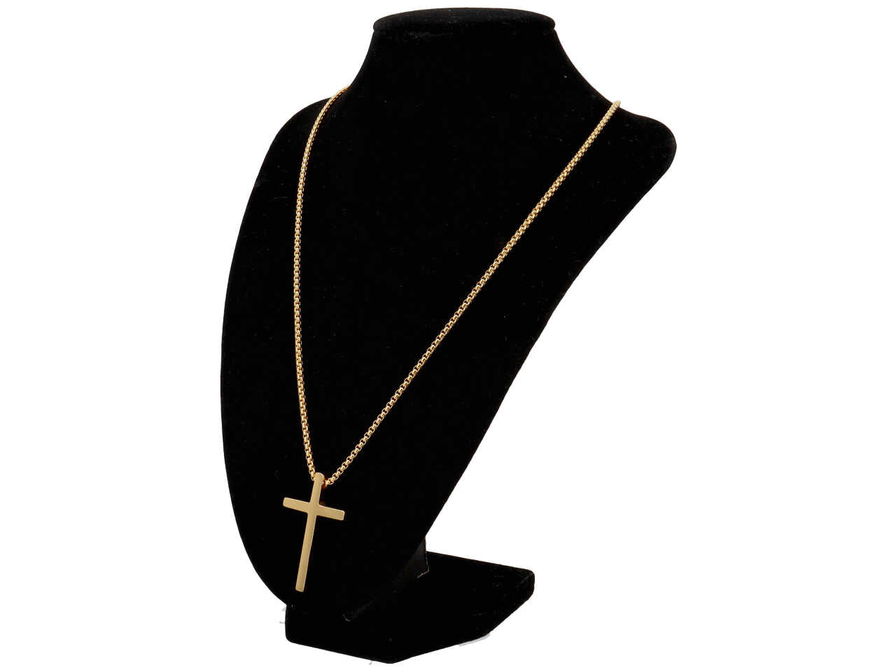 Collana lunga oro con croce lucida