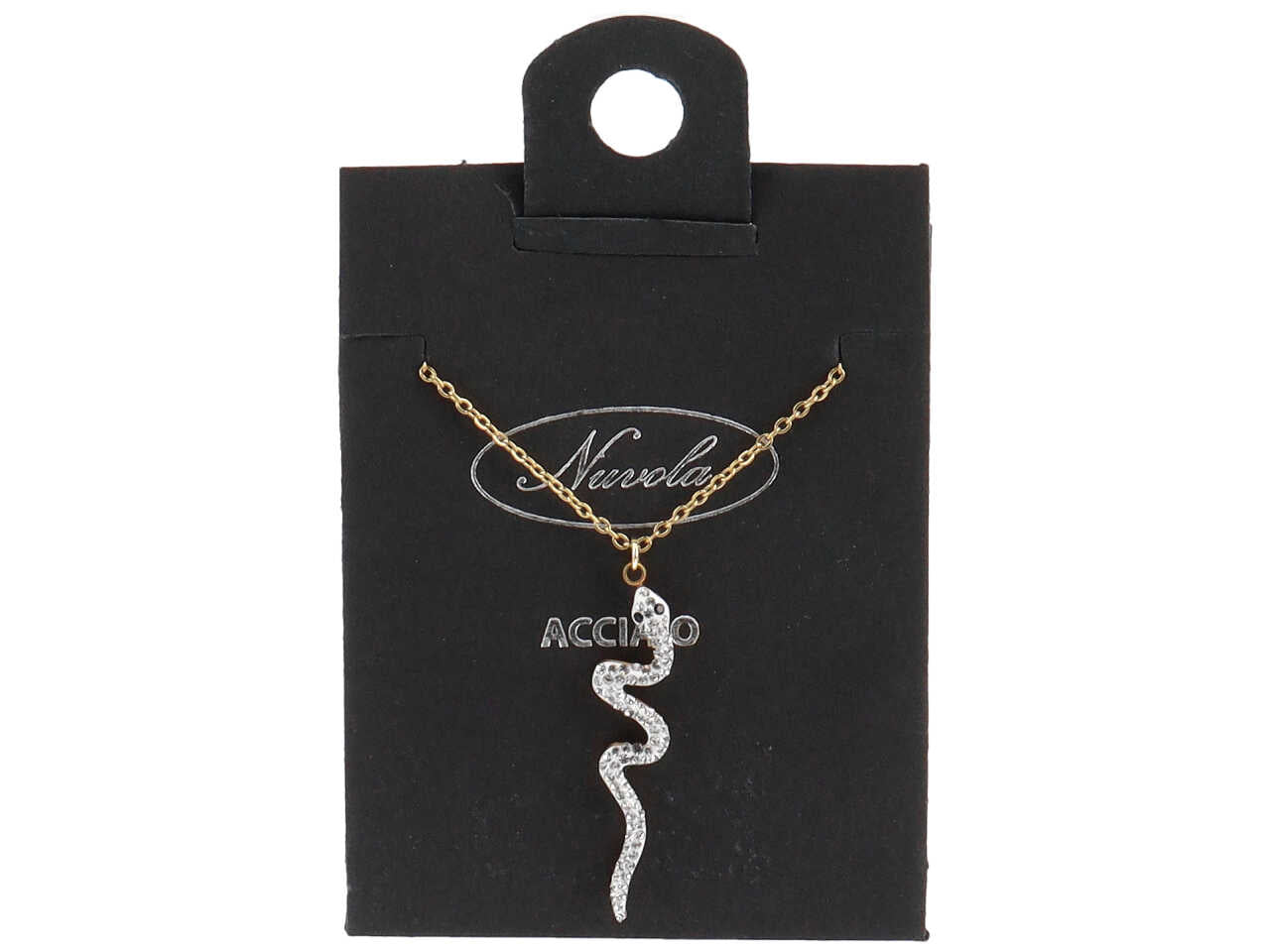 Collana c/serpente strass oro