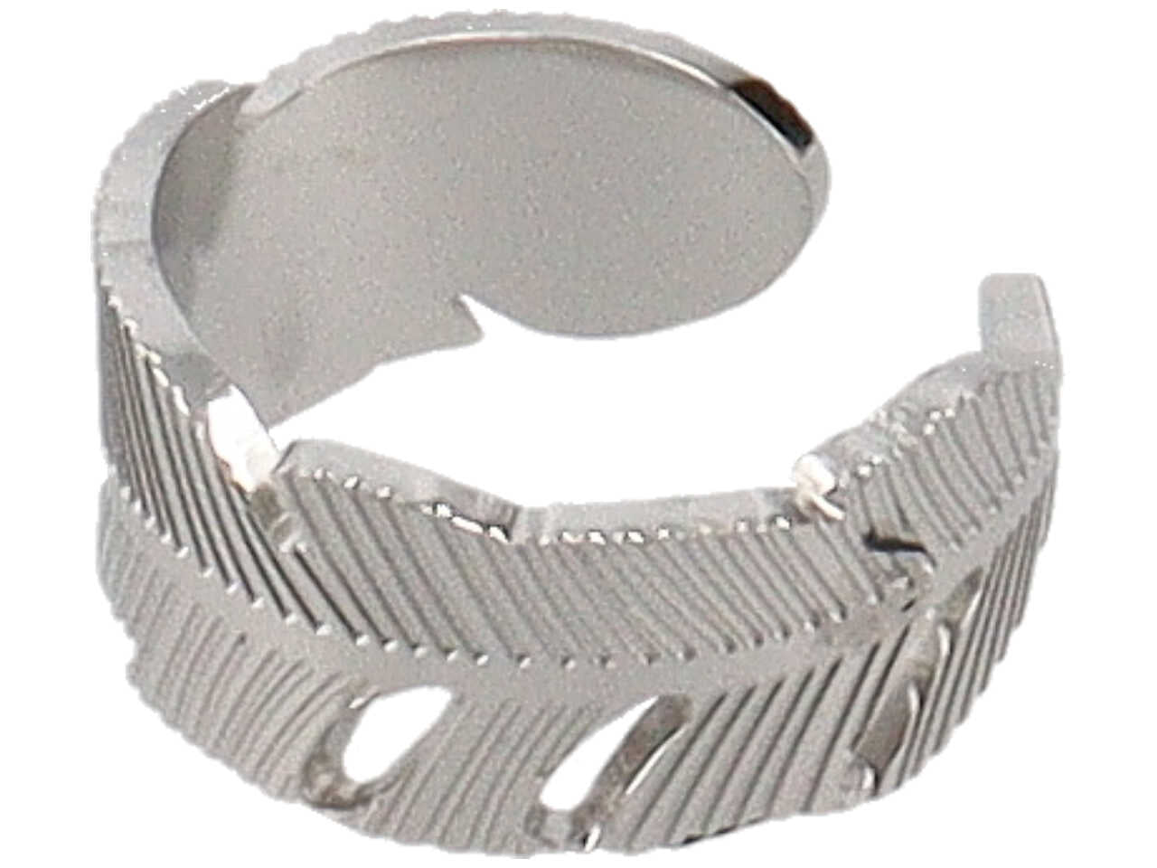 Anello in acciaio regolabile con foglia