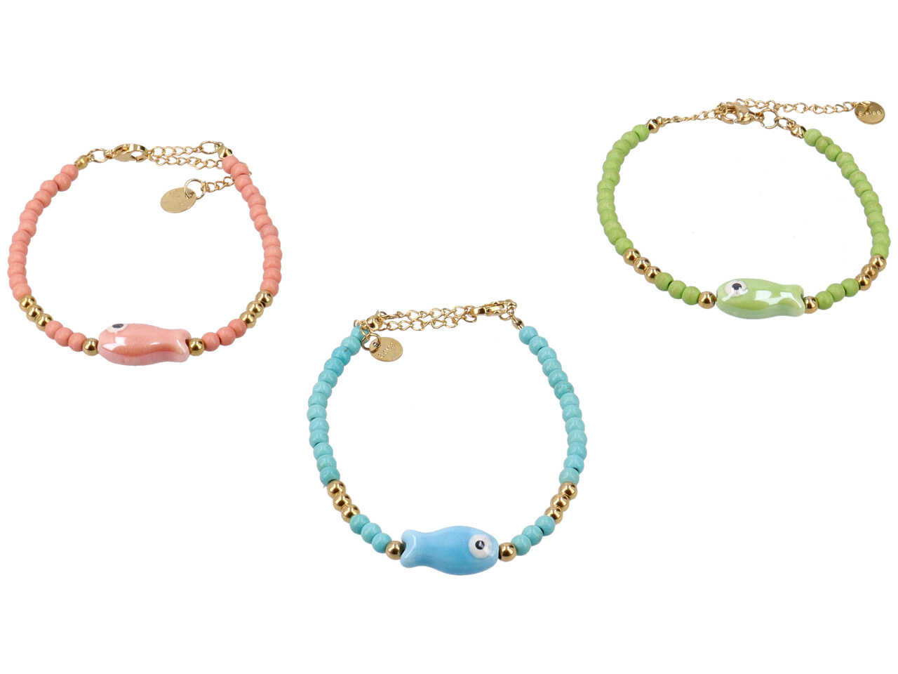 Bracciale cristalli colorati e pesciolino