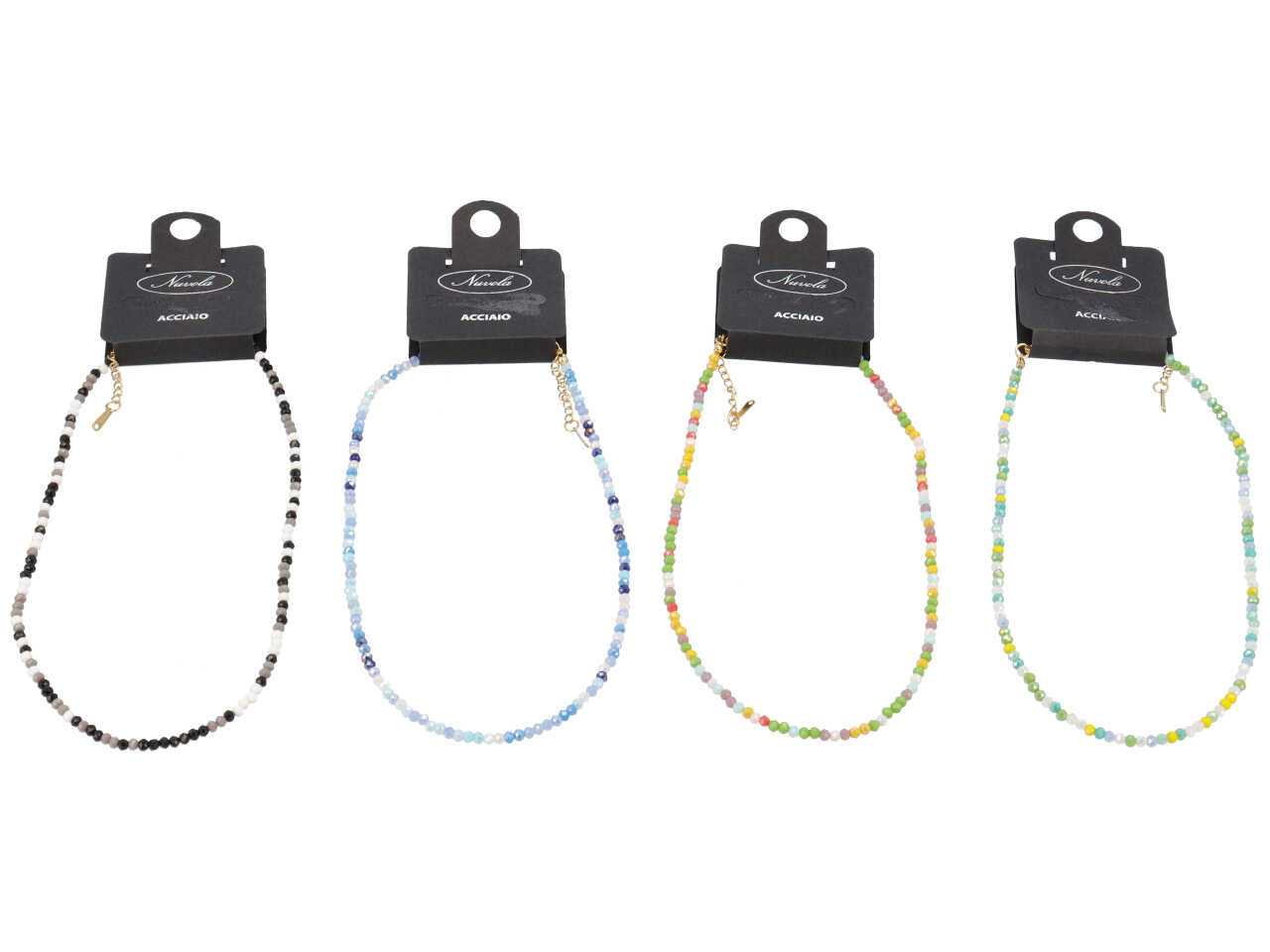 Collana girocollo con cristalli in colori assortiti