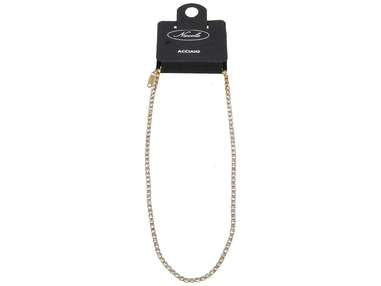 Collana acciaio tennis oro