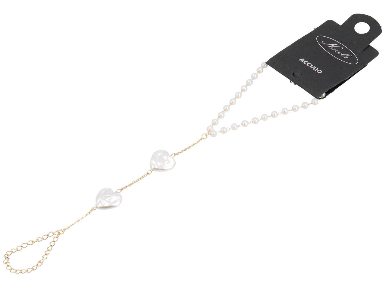 Baciamano oro con perle e 2 cuori