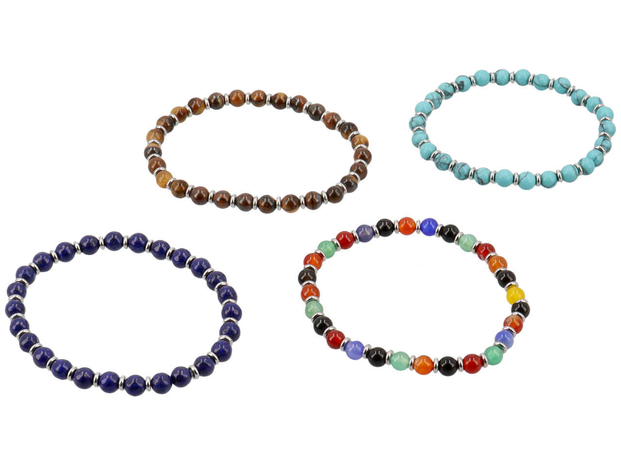 Bracciale uomo elastico con sfere in vetro assortite