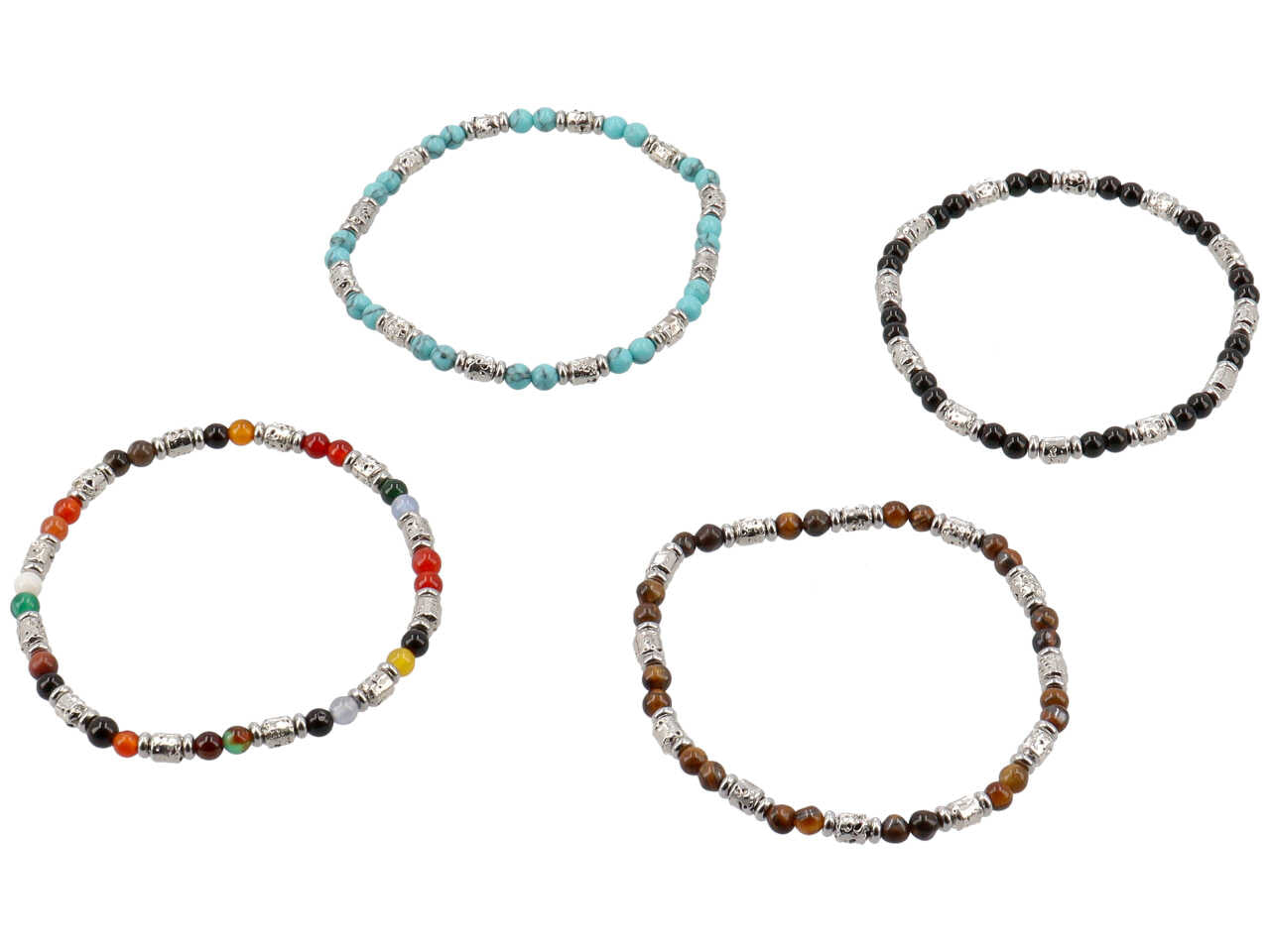 Bracciale uomo elastico con barilotti e sfere assortiti