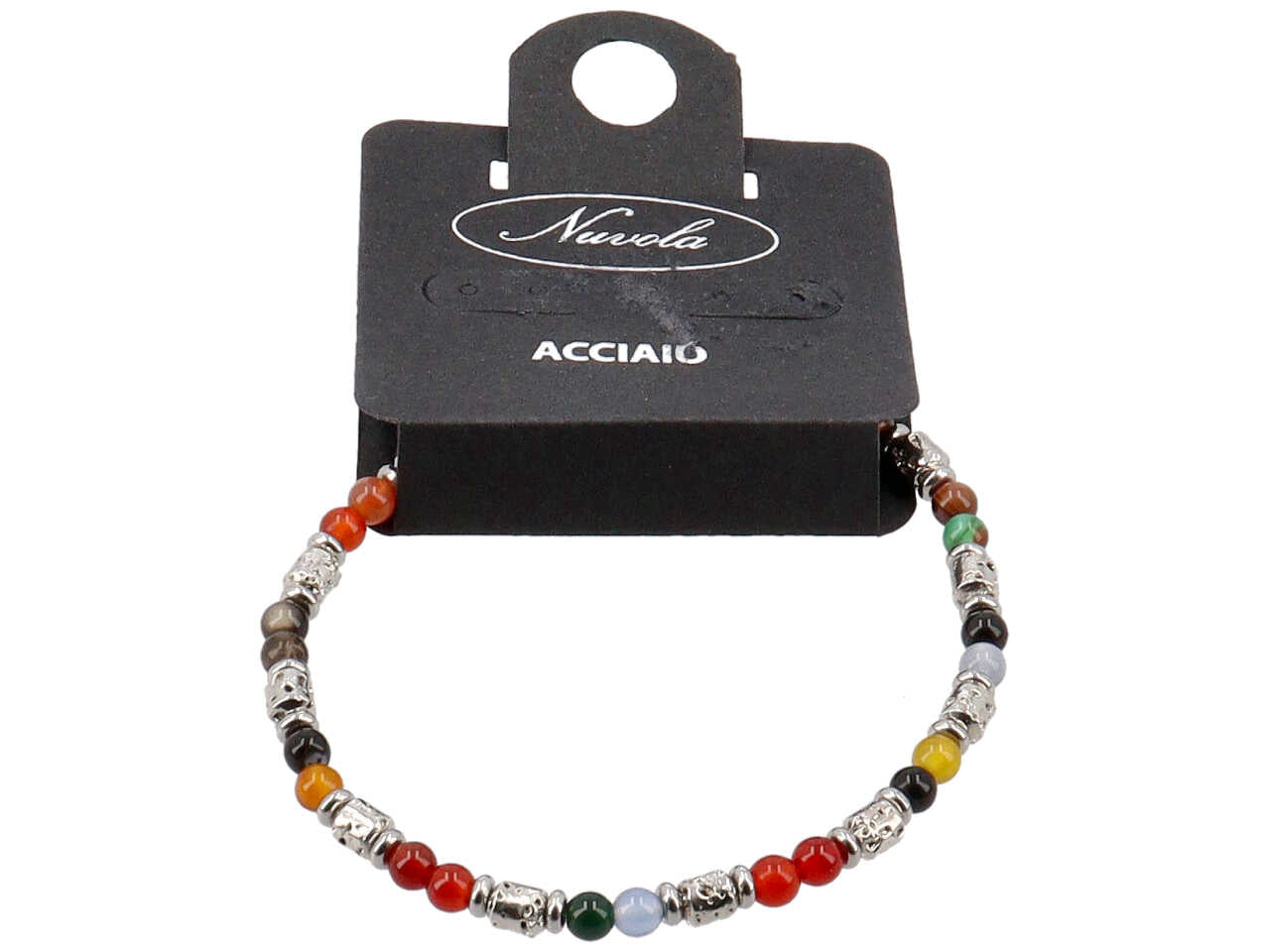 Bracciale uomo elastico con barilotti e sfere assortiti