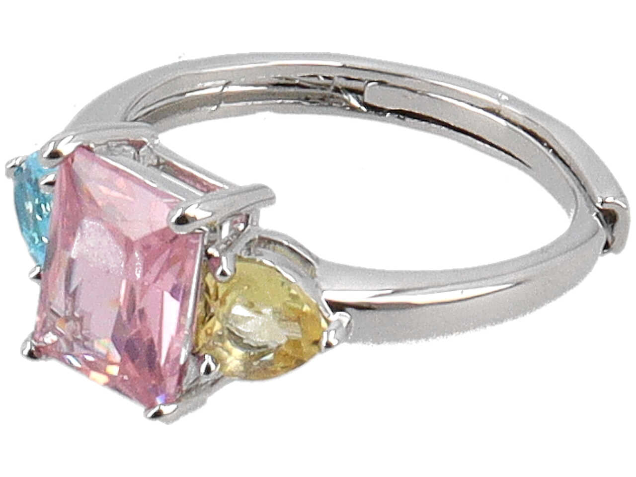 Anello regolabile ottone con pietre rettangolari multicolor