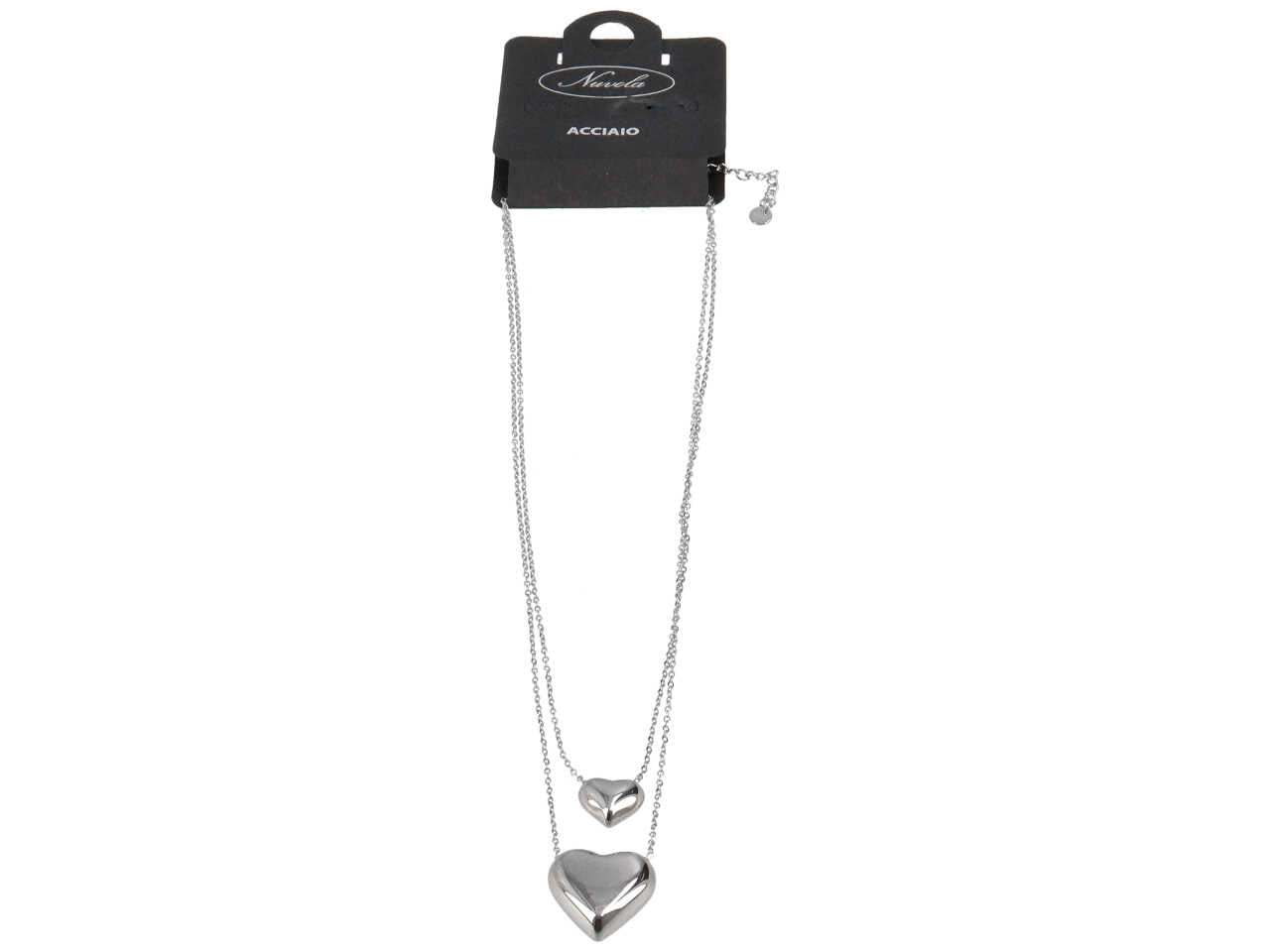 Collana con 2 cuori bombati piccolo e grande