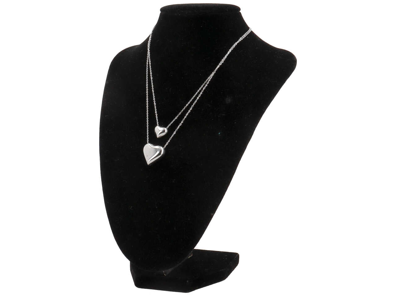 Collana con 2 cuori bombati piccolo e grande