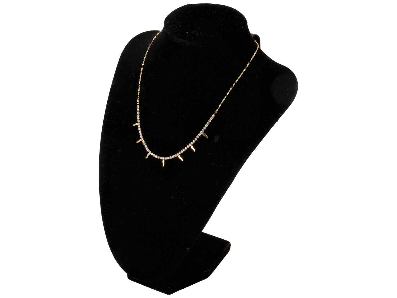 Collana filo oro con zirconi e cornetti oro