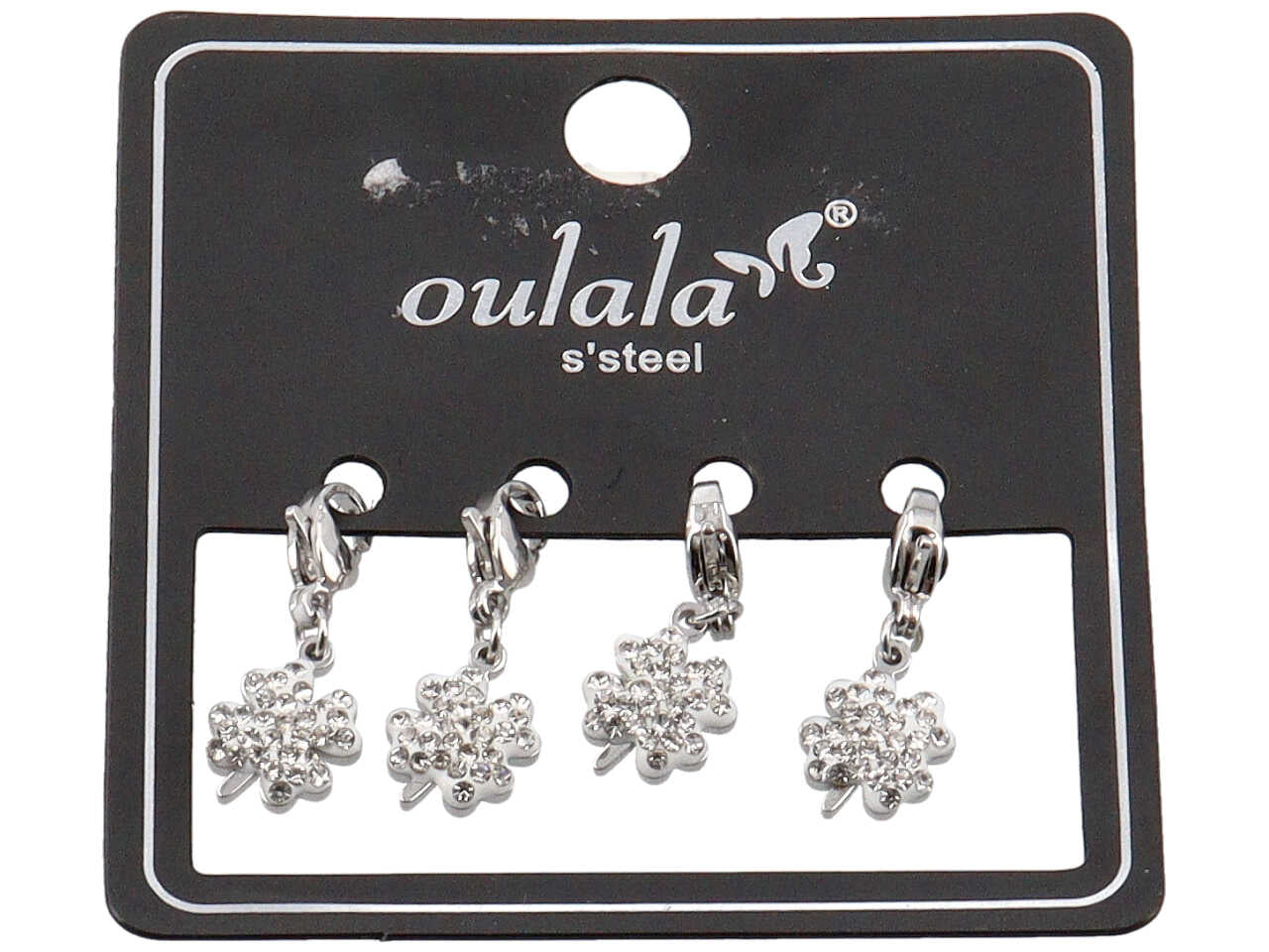 Pendente acciaio quadrifoglio strass