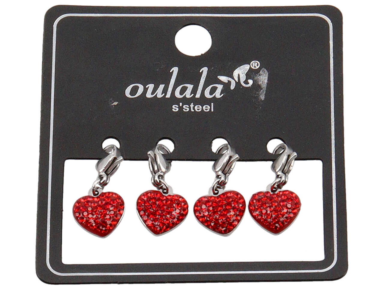 Pendente acciaio cuore strass rosso